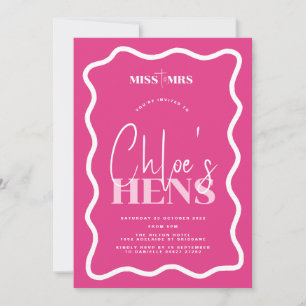 Wavy Pink Hens Party Invitation - Sonny