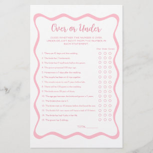 Wavy Pink Over Under Bridal Shower Game