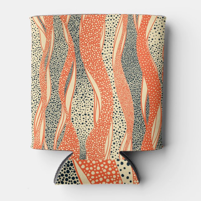 Wavy polka dot, hand-drawn pattern. can cooler (Front)