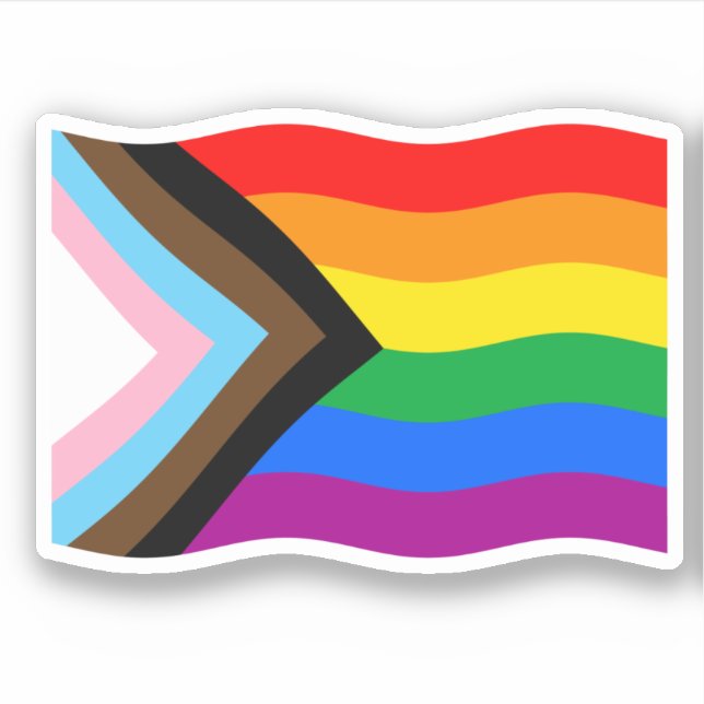 Wavy Progress Pride Flag Sticker (Front)