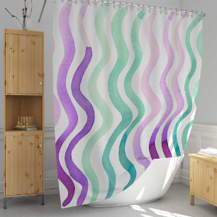 Wavy purple and green watercolor lines