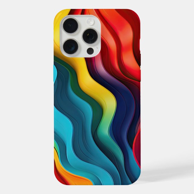 Wavy rainbow colours background iPhone case (Back)
