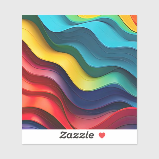 Wavy rainbow colours Custom-Cut Vinyl Sticker (Sheet)