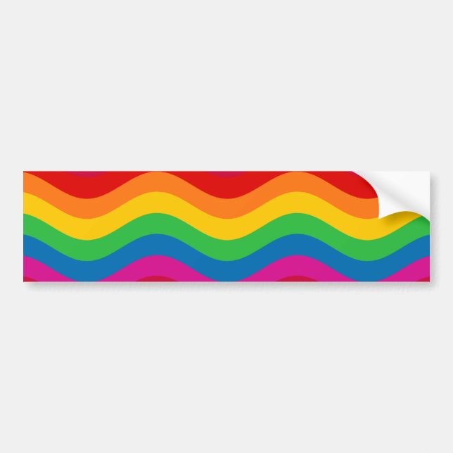 Wavy Rainbow Stripes Bumper Sticker (Front)