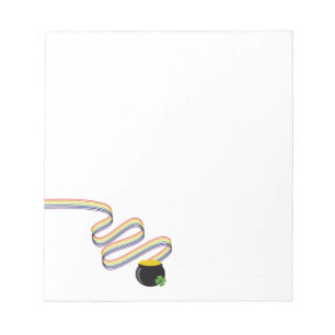 Wavy Rainbow Stripes Leading to Pot of Gold Notepad
