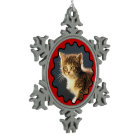 Wavy Red Border Photo Snowflake Ornament