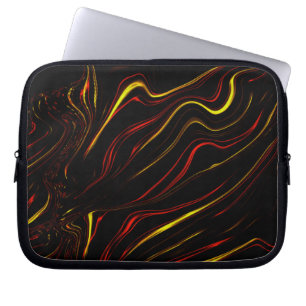 Wavy red gold long strokes on dark background laptop sleeve
