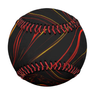 Wavy red gold long traces on black background baseball