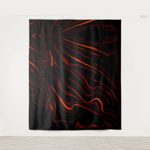 Wavy red long traces in black fund tapestry