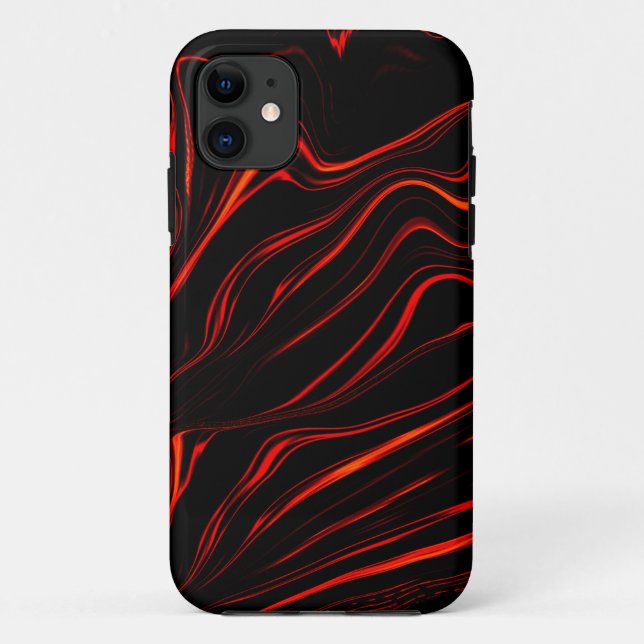 Wavy red long traces over black background  Case-Mate iPhone case (Back)