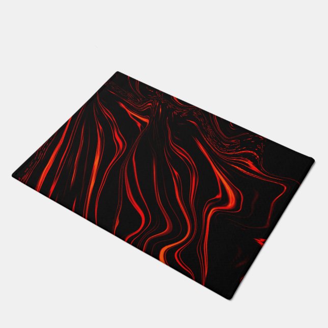 Wavy red long traces over black background doormat (Angled)