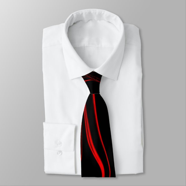Wavy red long traces over black background  tie (Tied)