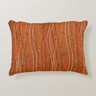 Wavy Red Stripes Japanese Abstract Accent Pillow