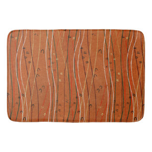Wavy Red Stripes Japanese Abstract Bath Mat
