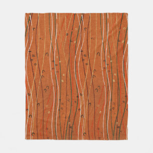 Wavy Red Stripes Japanese Abstract Fleece Blanket