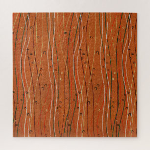 Wavy Red Stripes Japanese Abstract Jigsaw Puzzle