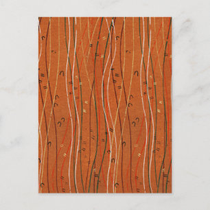 Wavy Red Stripes Japanese Abstract Postcard