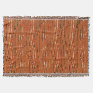 Wavy Red Stripes Japanese Abstract Throw Blanket