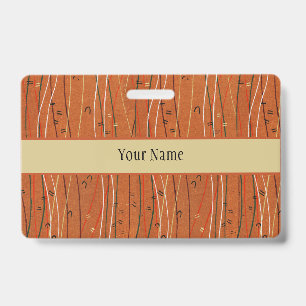 Wavy Red Stripes: Modern Japanese Abstract Art Badge