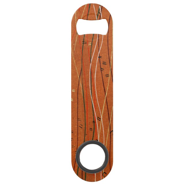 Wavy Red Stripes: Modern Japanese Abstract Art  Bar Key (Front)