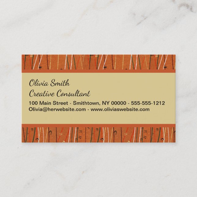 Wavy Red Stripes: Modern Japanese Abstract Art  Business Card (Front)