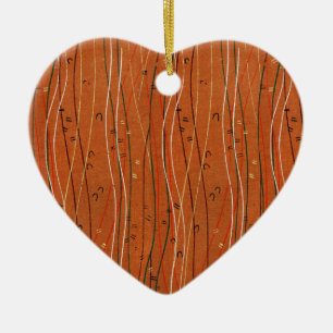 Wavy Red Stripes: Modern Japanese Abstract Art  Ceramic Ornament