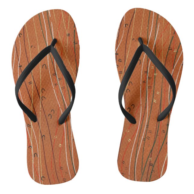 Wavy Red Stripes: Modern Japanese Abstract Art  Flip Flops (Footbed)
