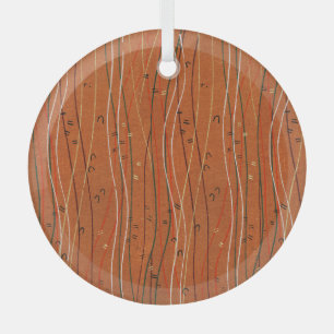 Wavy Red Stripes: Modern Japanese Abstract Art  Glass Ornament