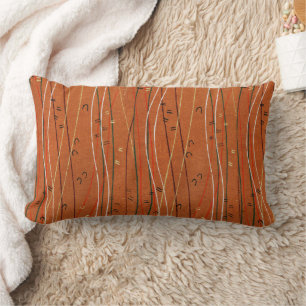 Wavy Red Stripes: Modern Japanese Abstract Art  Lumbar Pillow
