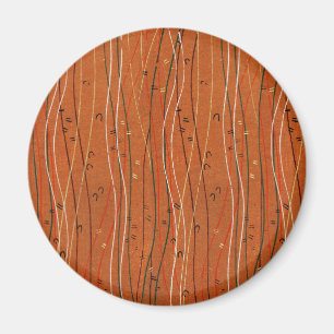 Wavy Red Stripes: Modern Japanese Abstract Art Magnet