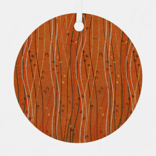 Wavy Red Stripes: Modern Japanese Abstract Art  Metal Ornament