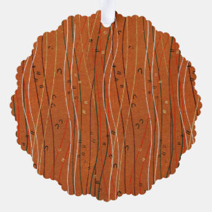 Wavy Red Stripes: Modern Japanese Abstract Art  Ornament Card