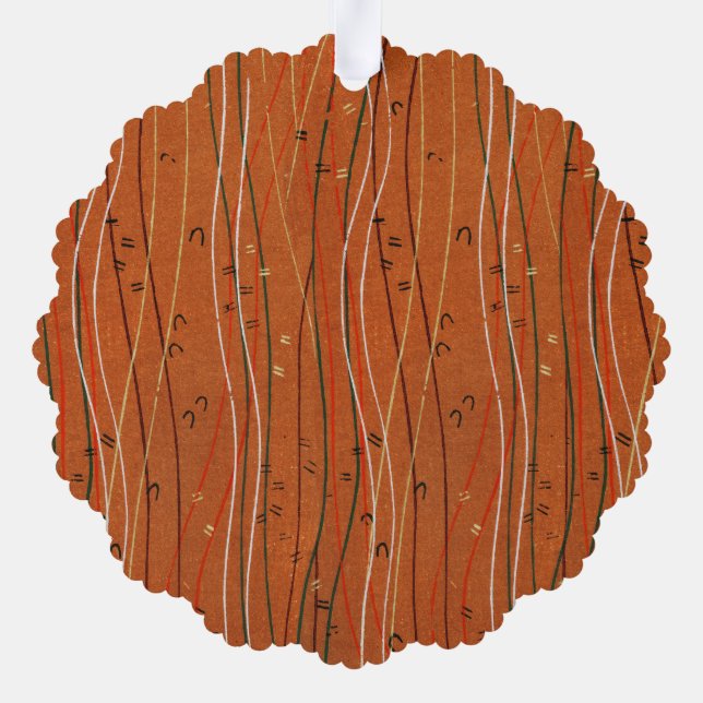 Wavy Red Stripes: Modern Japanese Abstract Art  Ornament Card (Back)