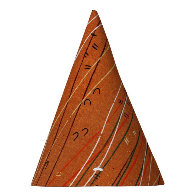 Wavy Red Stripes: Modern Japanese Abstract Art  Party Hat (Right)