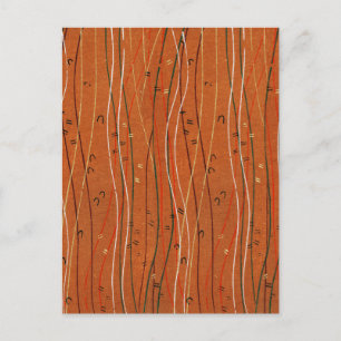Wavy Red Stripes: Modern Japanese Abstract Art Postcard