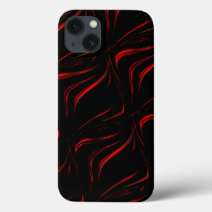 Wavy red strokes on black background iPhone 13 case