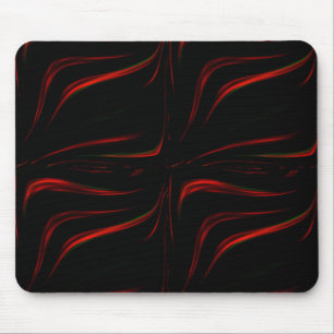 Wavy red strokes on black background mouse pad