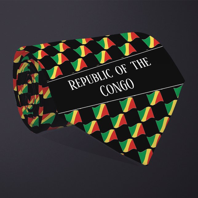 Wavy Republic of the Congo Flag Pattern  Tie (Creator Uploaded)