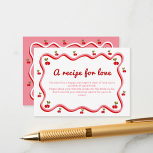 Wavy Retro Cherry Recipe Request Bridal Shower Enclosure Card