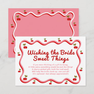 Wavy Retro Cherry Wishing Well Bridal Shower Enclosure Card