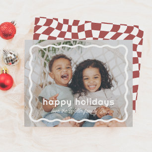 Wavy Retro Christmas Photo Holiday Budget