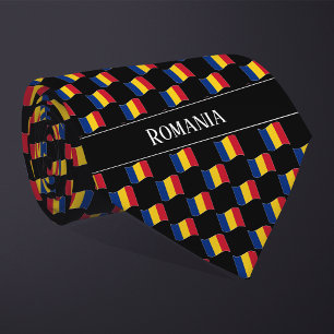 Wavy Romania Flag Pattern Tie