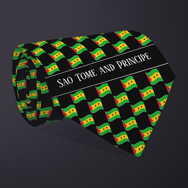 Wavy Sao Tome and Principe Flag Pattern  Tie (Creator Uploaded)