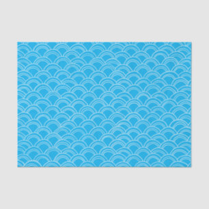 Wavy Scallops Pattern White Blue  Tissue Paper