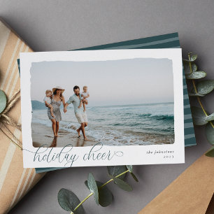 Wavy   Simple Horizontal Holiday Cheer Photo Card