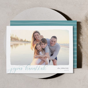Wavy   Simple Horizontal Photo Hanukkah Holiday Card