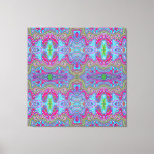 Wavy Sky Blue Multicolored Trippy Pattern Canvas Print