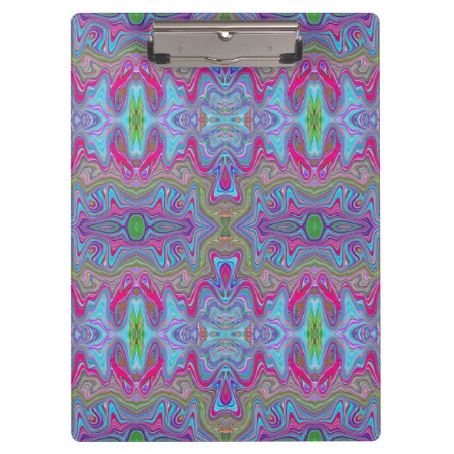 Wavy Sky Blue Multicolored Trippy Pattern Clipboard (Front)