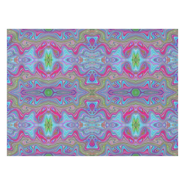 Wavy Sky Blue Multicolored Trippy Pattern Tablecloth (Front (Horizontal))