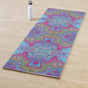 Wavy Sky Blue Multicolored Trippy Pattern Yoga Mat